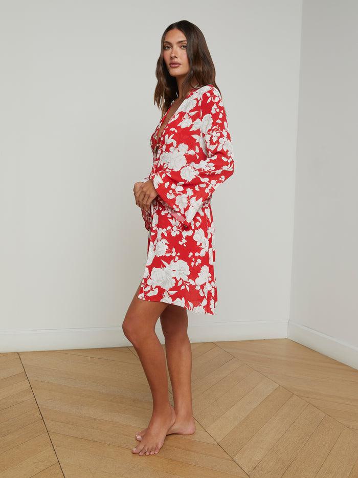 L'agence Robe De Plage Meghan Red/Ivory Ikebana