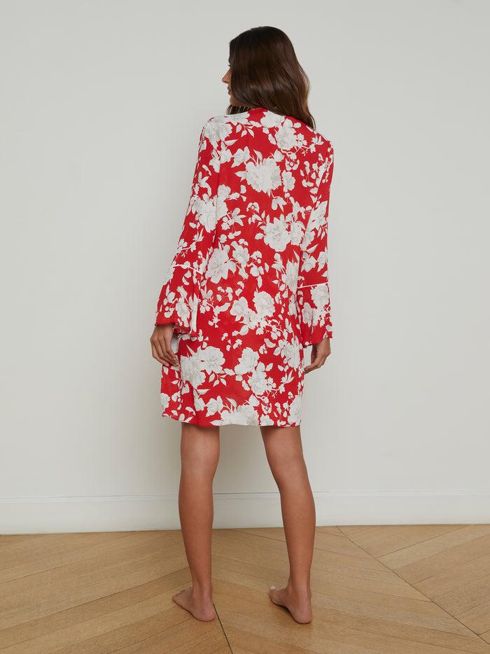 L'agence Robe De Plage Meghan Red/Ivory Ikebana