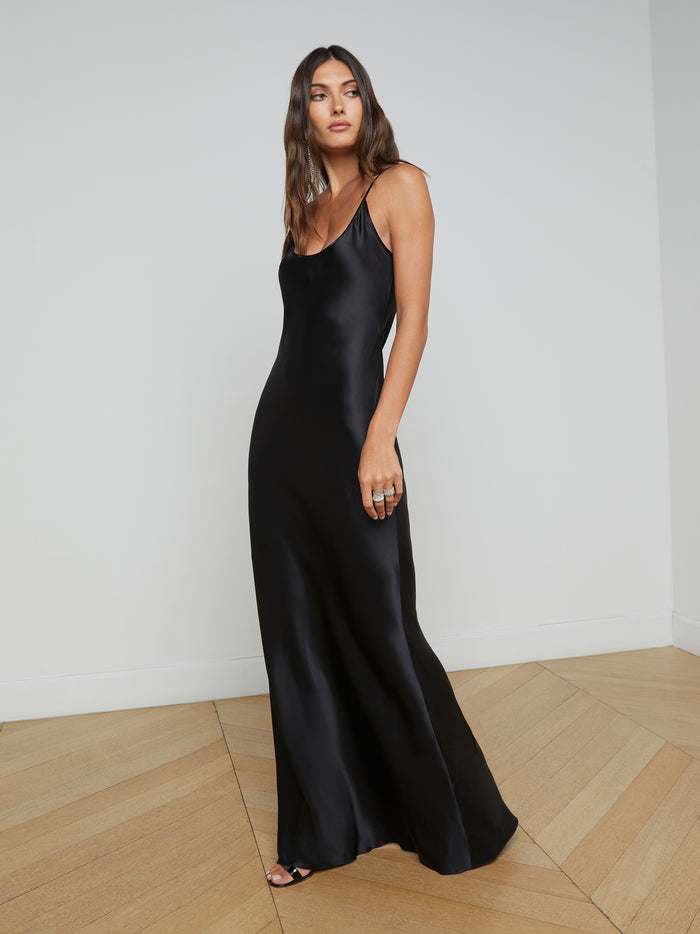 l'agence Robe de soirée en soie Charmaine Black