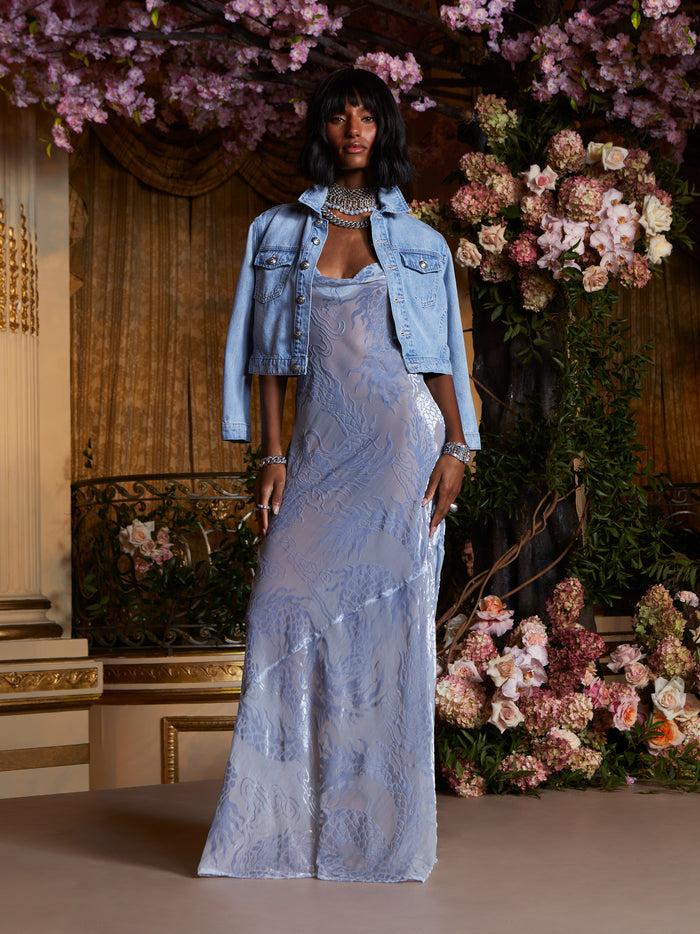 L'agence Robe En Velours Christine Blue Fog Dragon