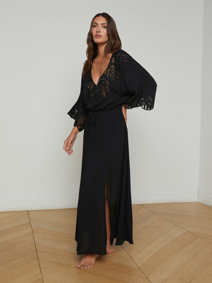 L'agence Robe Longue Brodée Deanna Black