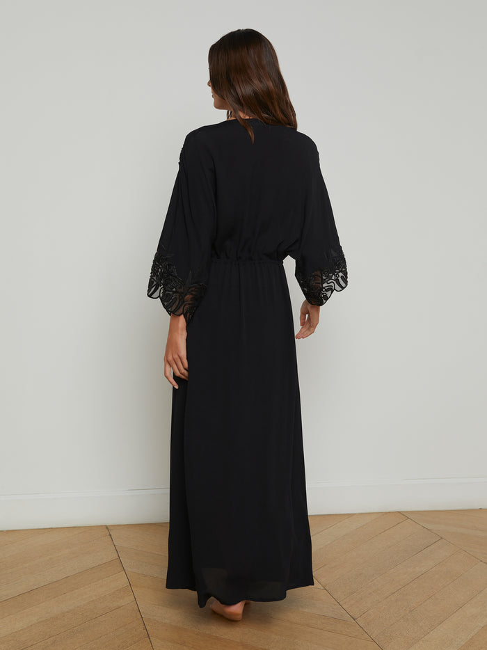 L'agence Robe Longue Brodée Deanna Black