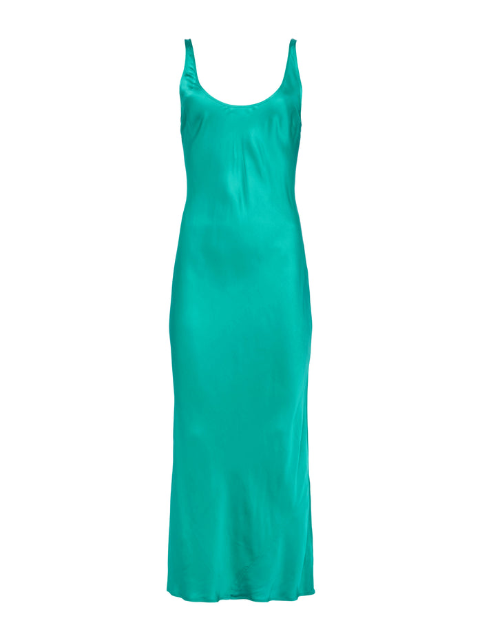 L'agence Robe Longue En Satin Akiya Bright Jade