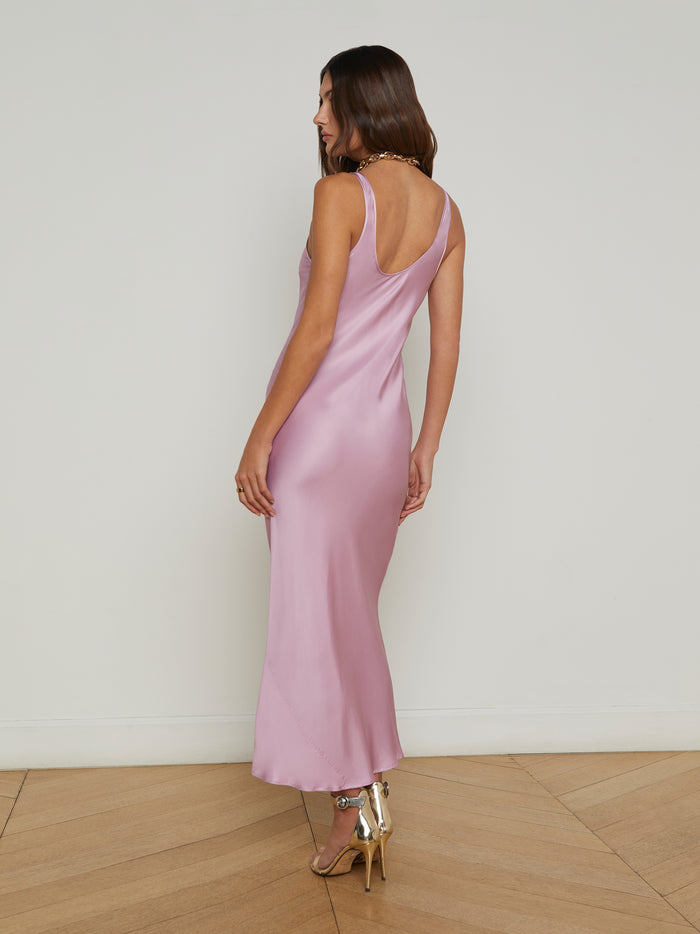 L'agence Robe Longue En Satin Akiya Mauve Mist