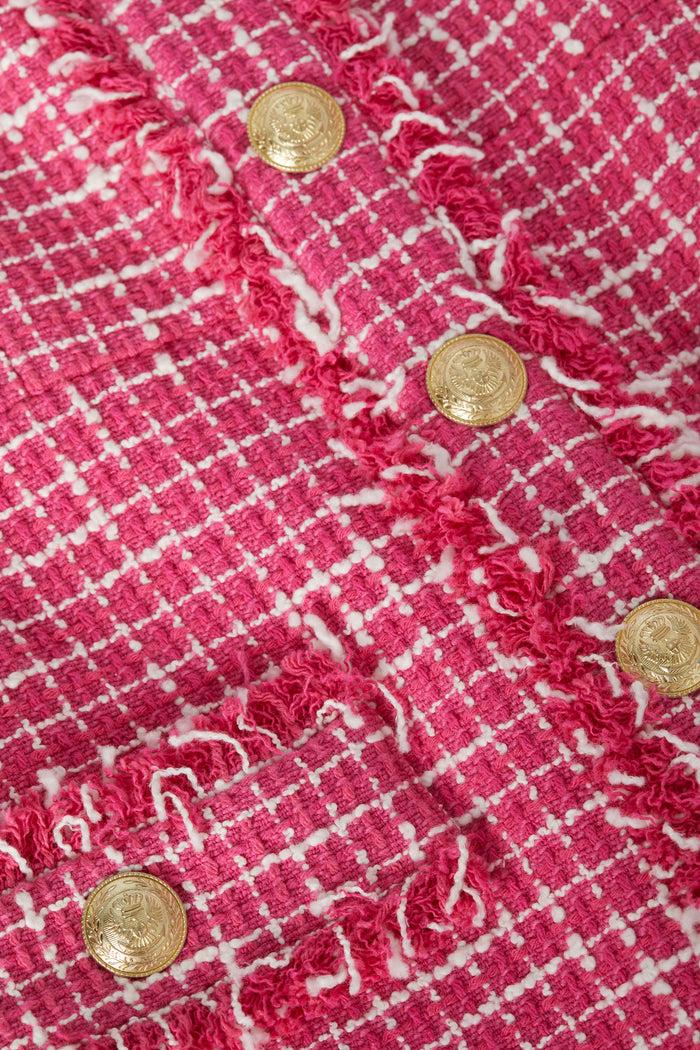 L'agence Robe Mi-longue En Tweed Aya Pink/Ivory