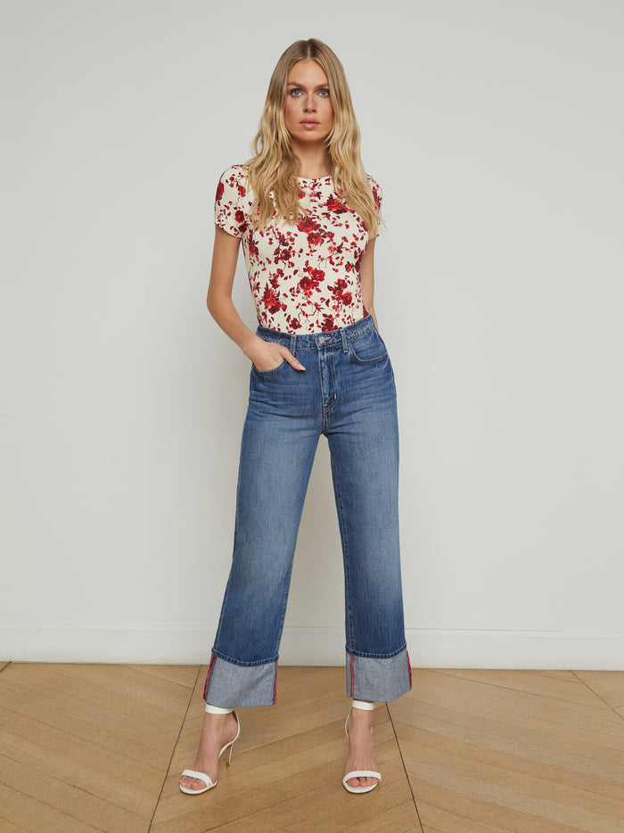 L'agence T-shirt Ajusté Ressi Ivory/Red Ikebana