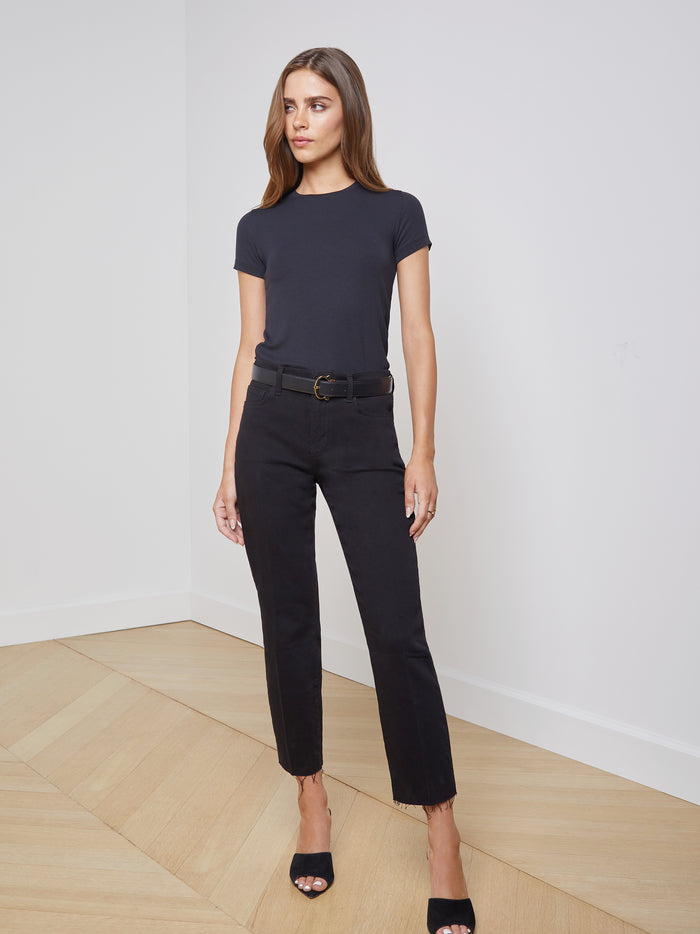 L'agence T-shirt Ajusté Ressi Micromodal Noir