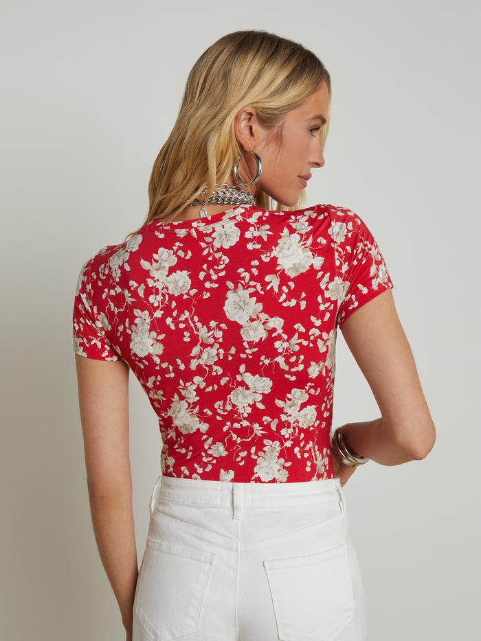 L'agence T-shirt Ajusté Ressi Red/Ivory Ikebana