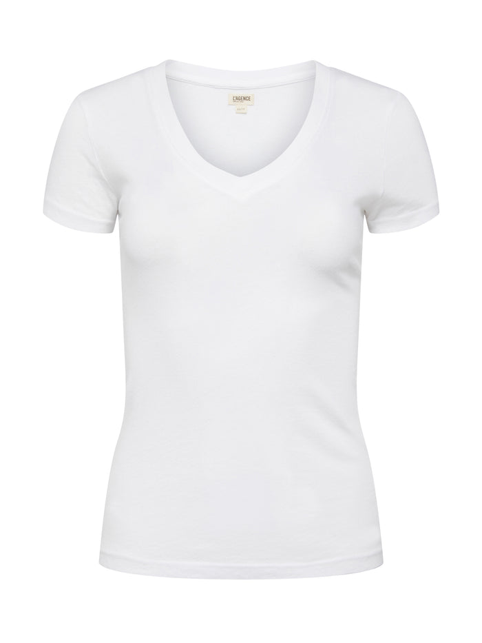 L'agence T-shirt En Coton à Col V Becca Blanc