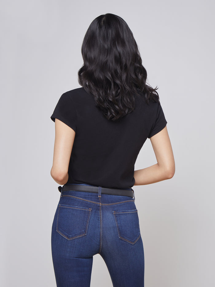 L'agence T-shirt En Coton à Col V Becca Noir