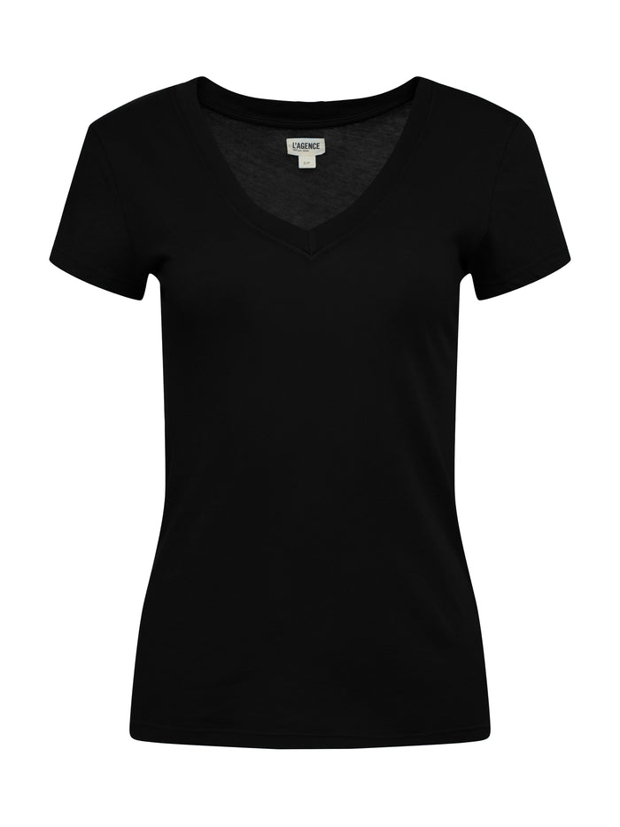 L'agence T-shirt En Coton à Col V Becca Noir