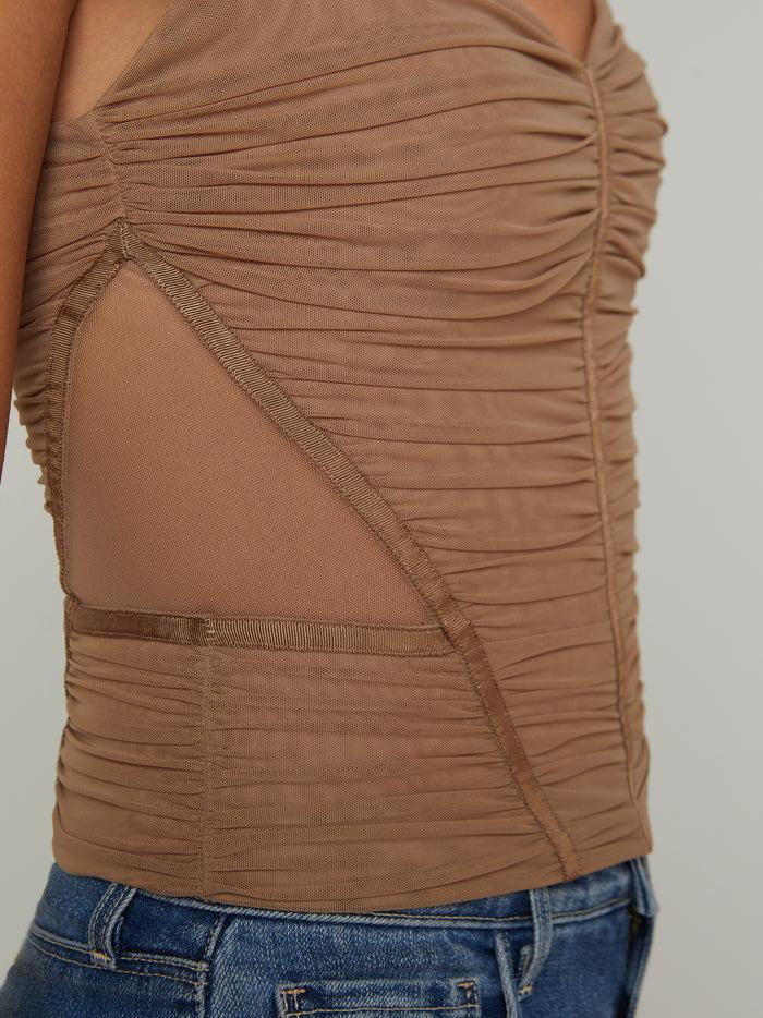 L'agence Top Corset En Mesh Asuka Cappuccino