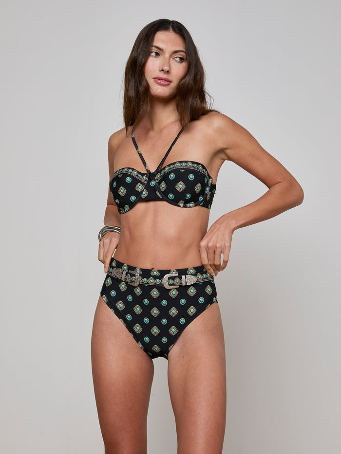 L'agence Vanessa High-Waisted Bikini Bottom Black