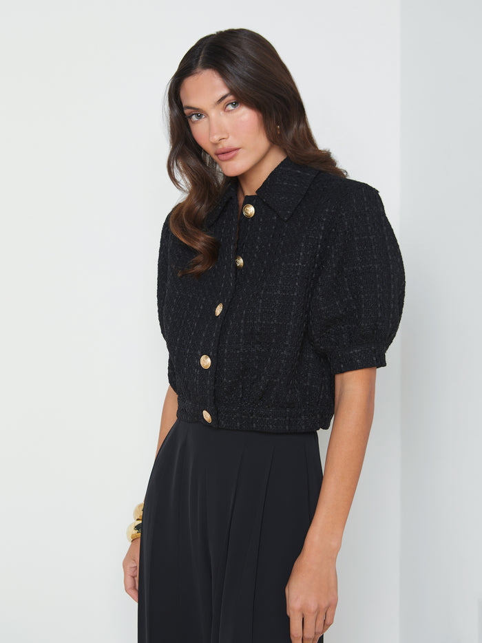 L'agence Veste Courte En Tweed Cove Black