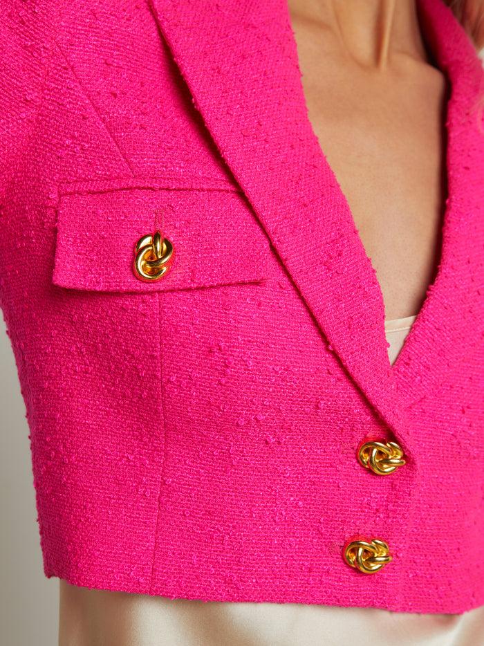 L'agence Veste Courte En Tweed Maura Pink Glo