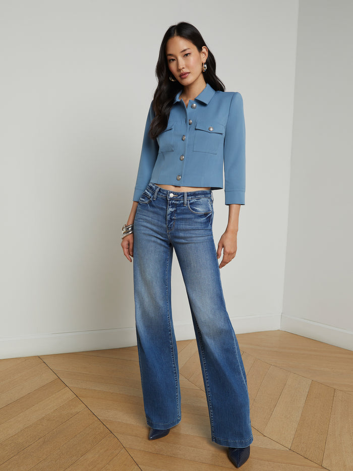 L'agence Veste Courte Kumi Blue Mist