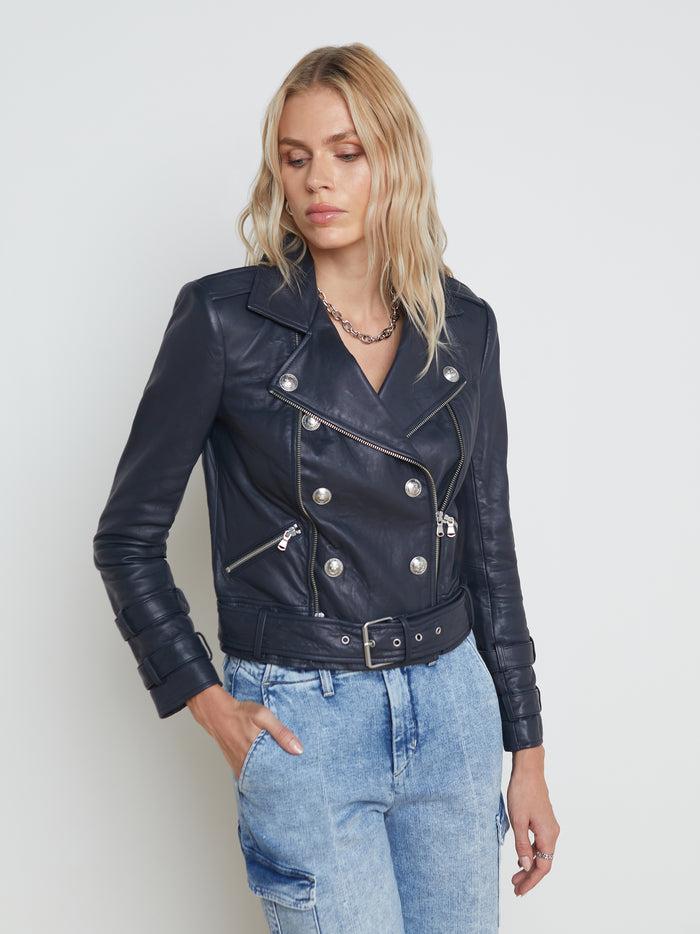 L'agence Veste En Cuir à Ceinture Billie Minuit