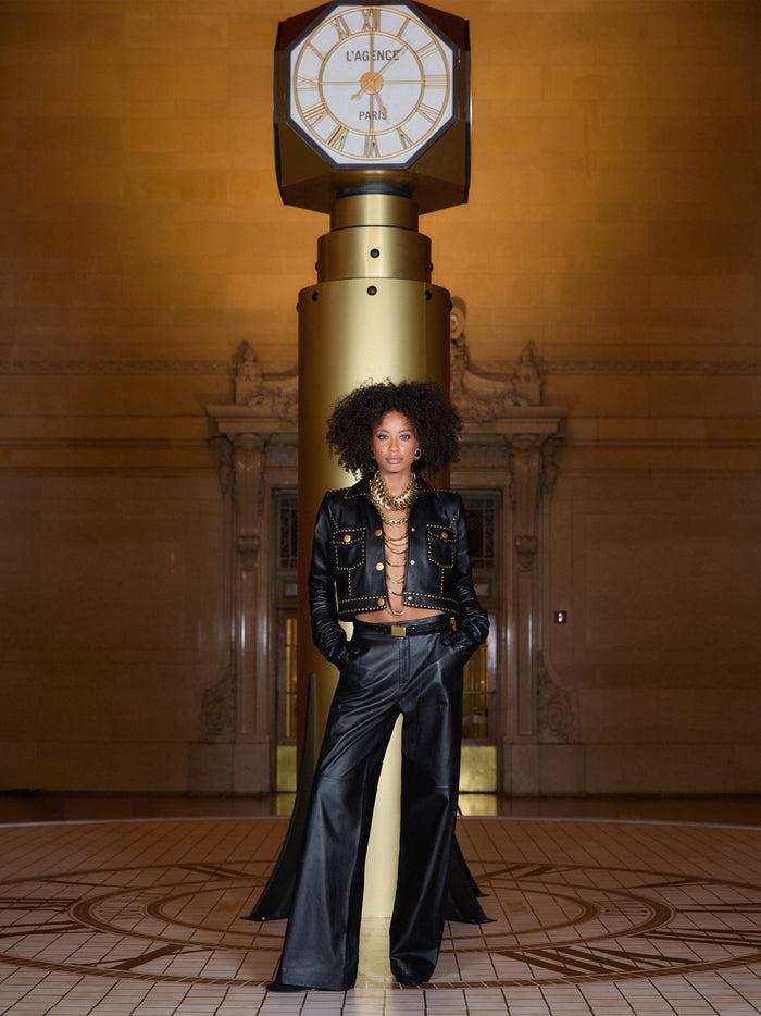 l'agence Veste en cuir cloutée Winsome Black