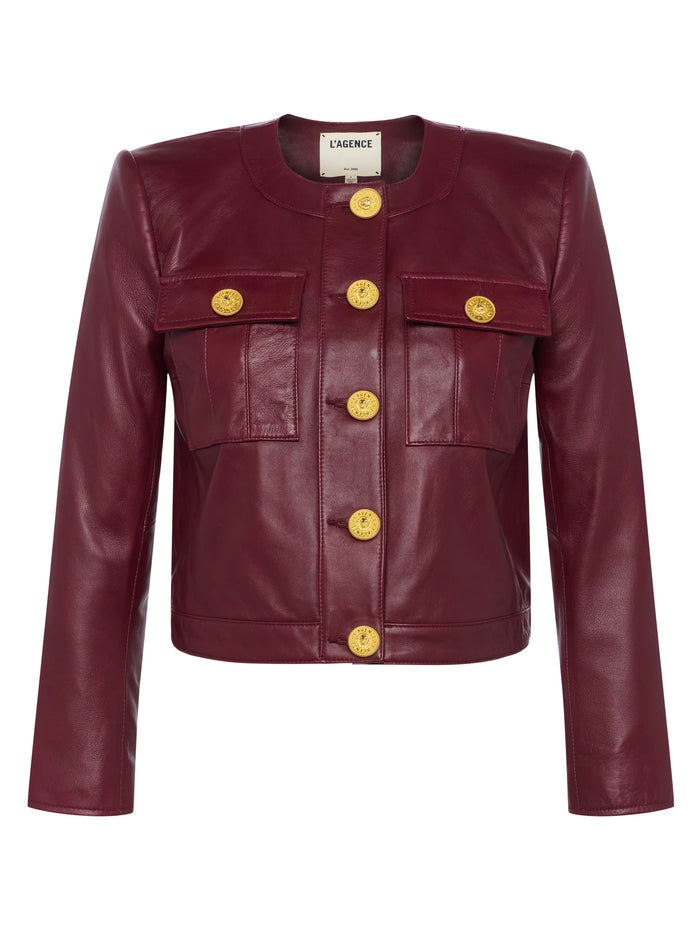 L'agence Veste En Cuir Deidra Black Cherry