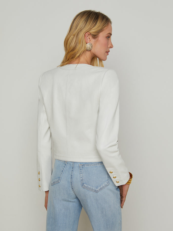 L'agence Veste En Cuir Jayde White