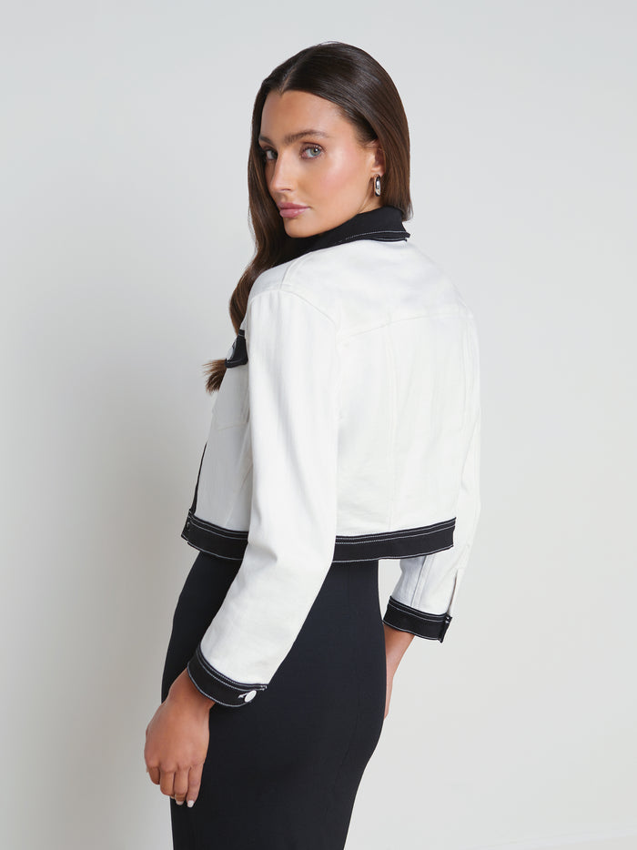 L'agence Veste En Denim Koda White/Black