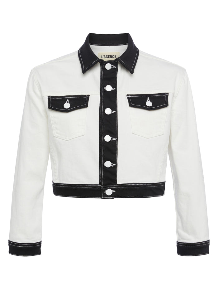 L'agence Veste En Denim Koda White/Black
