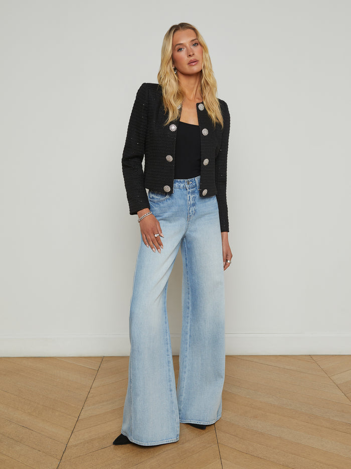 L'agence Veste En Tweed à Sequins Moon Black