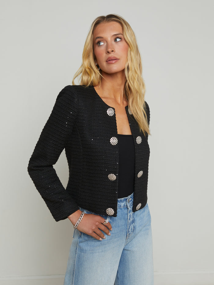 l'agence Veste en tweed à sequins Moon Black
