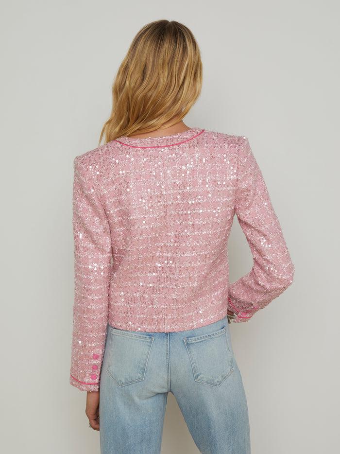 L'agence Veste En Tweed à Sequins Niko Pink Tweed