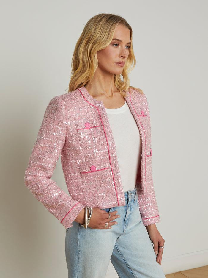 l'agence Veste en tweed à sequins Niko Pink Tweed