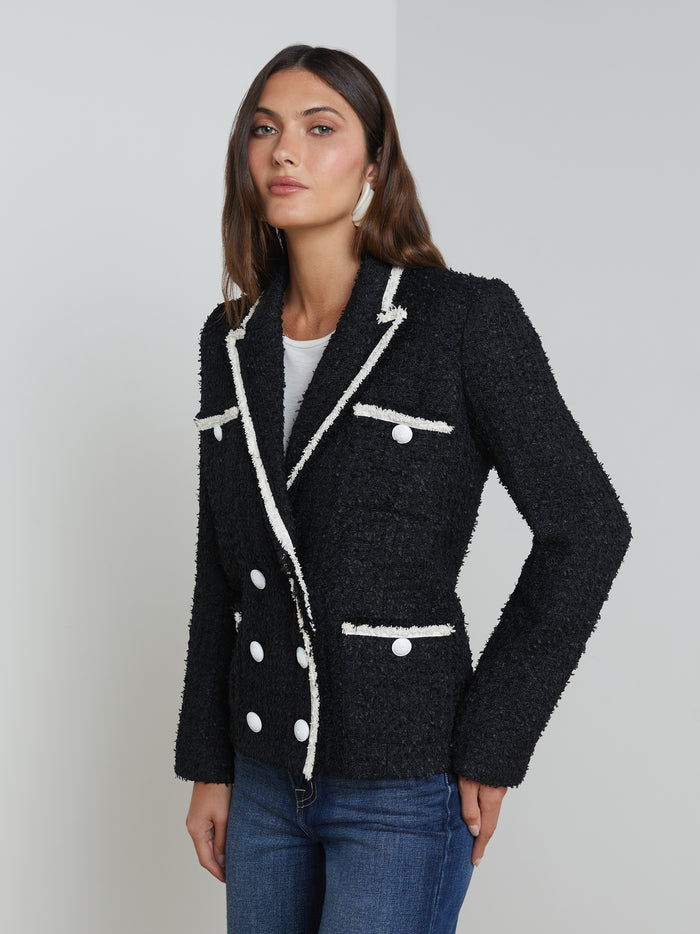 L'agence Veste En Tweed Alectra Black/White