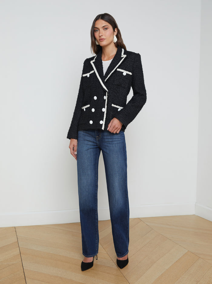 L'agence Veste En Tweed Alectra Black/White