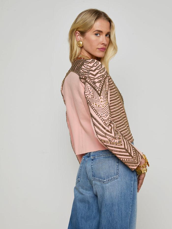 L'agence Veste Ornée De Fleurs Pale Coral