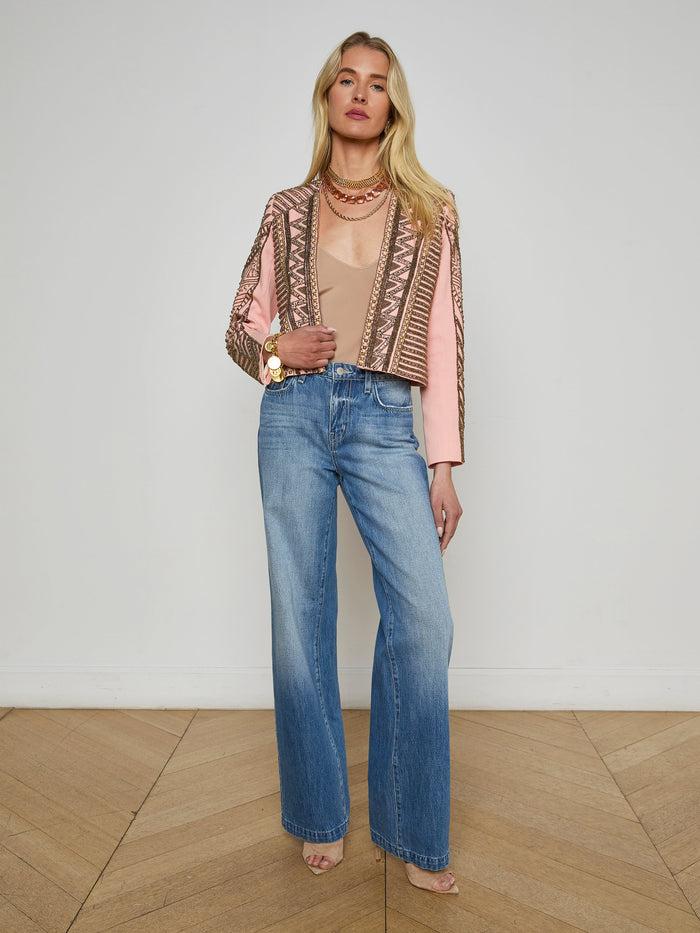 L'agence Veste Ornée De Fleurs Pale Coral