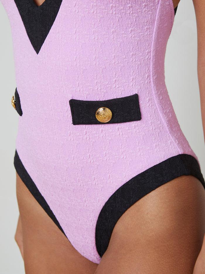 L'agence Maillot De Bain Une Pièce à Décolleté Plongeant Lisa Light Violet/Black