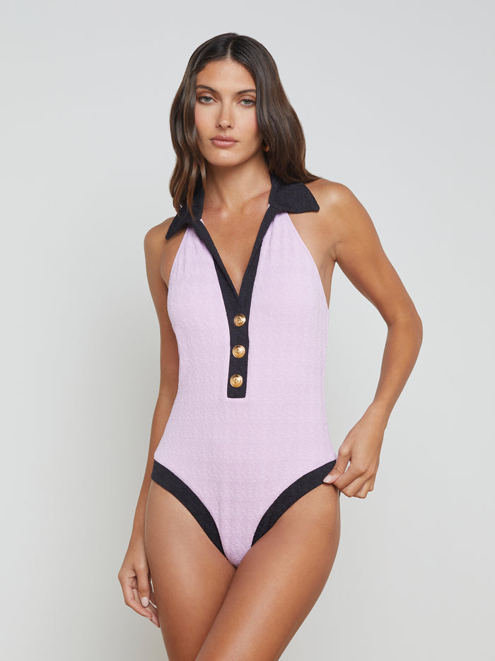 l'agence Maillot une-pièce ave col Natalya Light Violet/Black