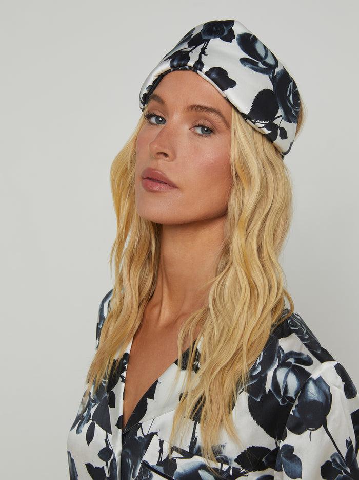 l'agence Masque de sommeil en soie Inez Rose Memoire Pearl/Black