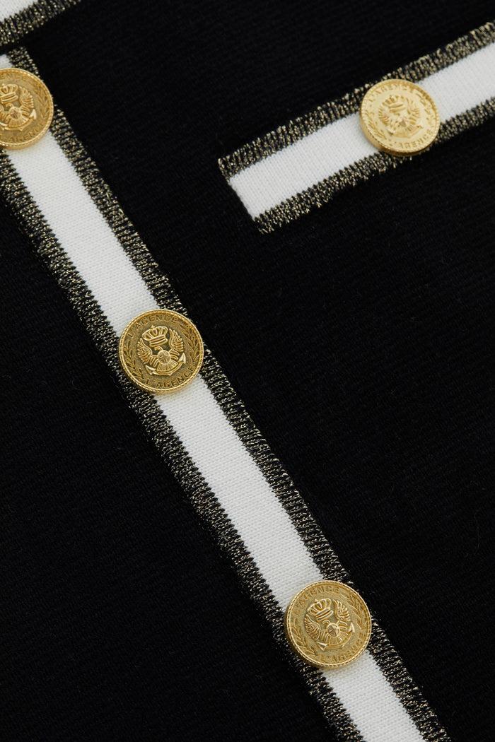 L'agence Minijupe En Tricot Emi Black/White/Gold Lurex