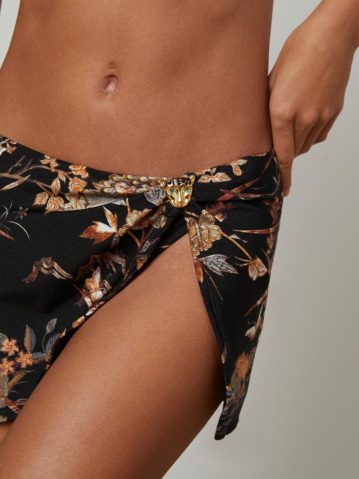 L'agence Minijupe Paréo Coco Black Multi Tapestry Jungle Print