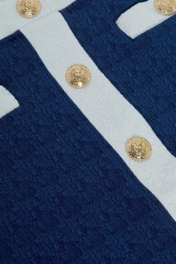 L'agence Minijupe Paréo Coco Marine/White/Gold Buttons
