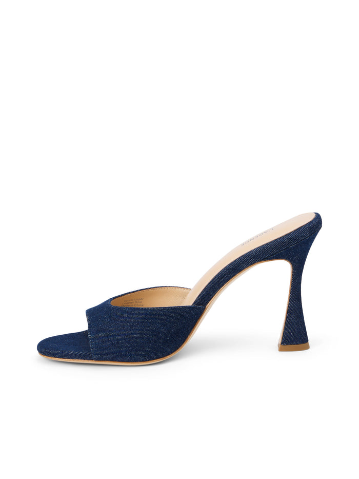 L'agence Mule à Bout Ouvert En Denim Avery Dark Blue Denim