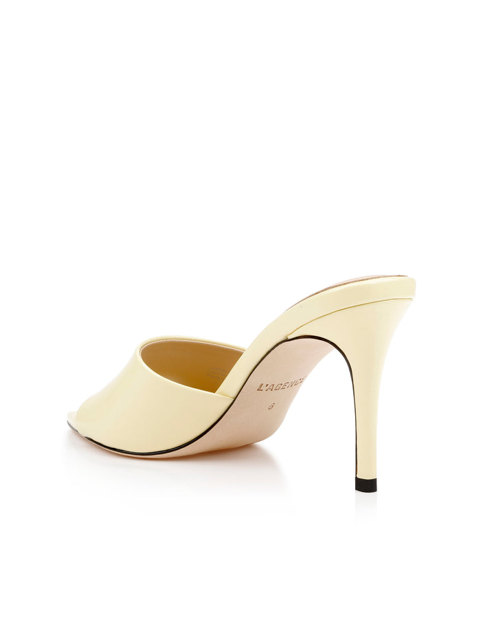 L'agence Mules Lolita En Cuir à Bout Ouvert Pale Yellow Patent