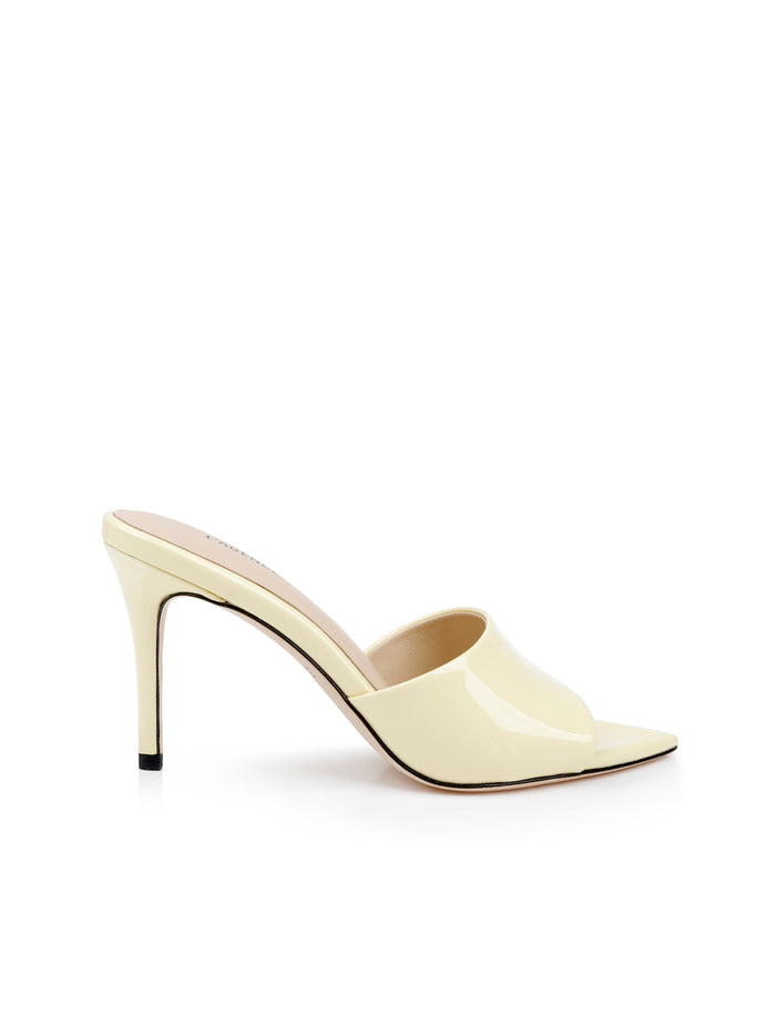 L'agence Mules Lolita En Cuir à Bout Ouvert Pale Yellow Patent