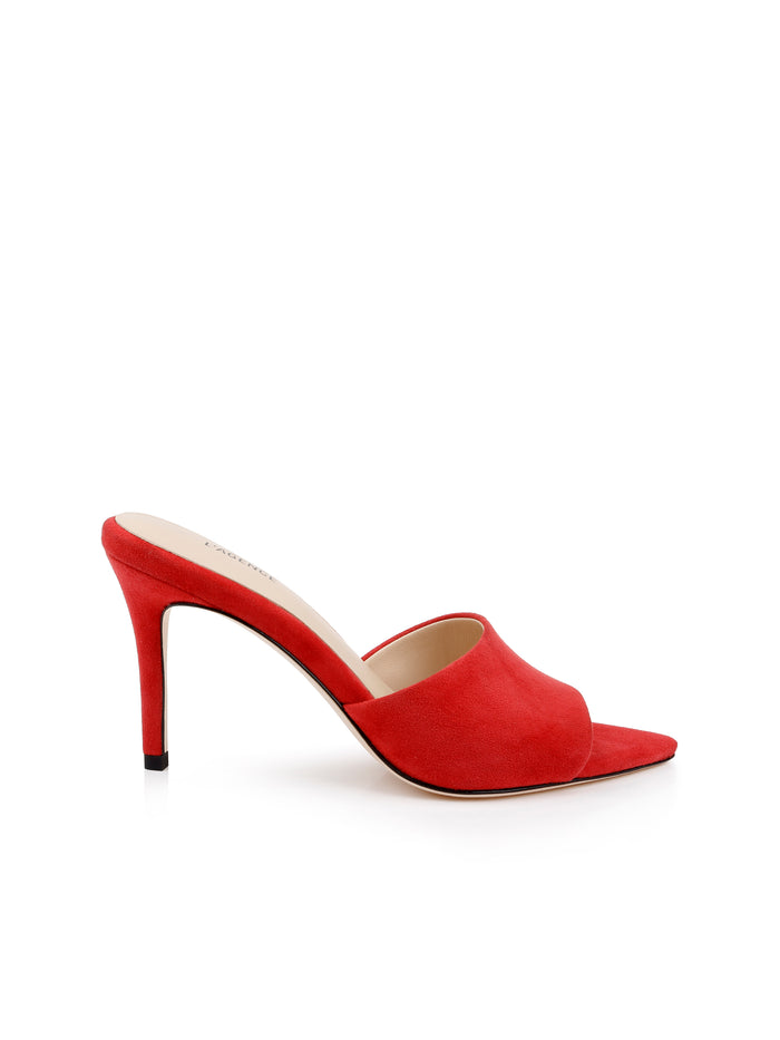 L'agence Mules Lolita En Cuir Suédé à Bout Ouvert Red Suede