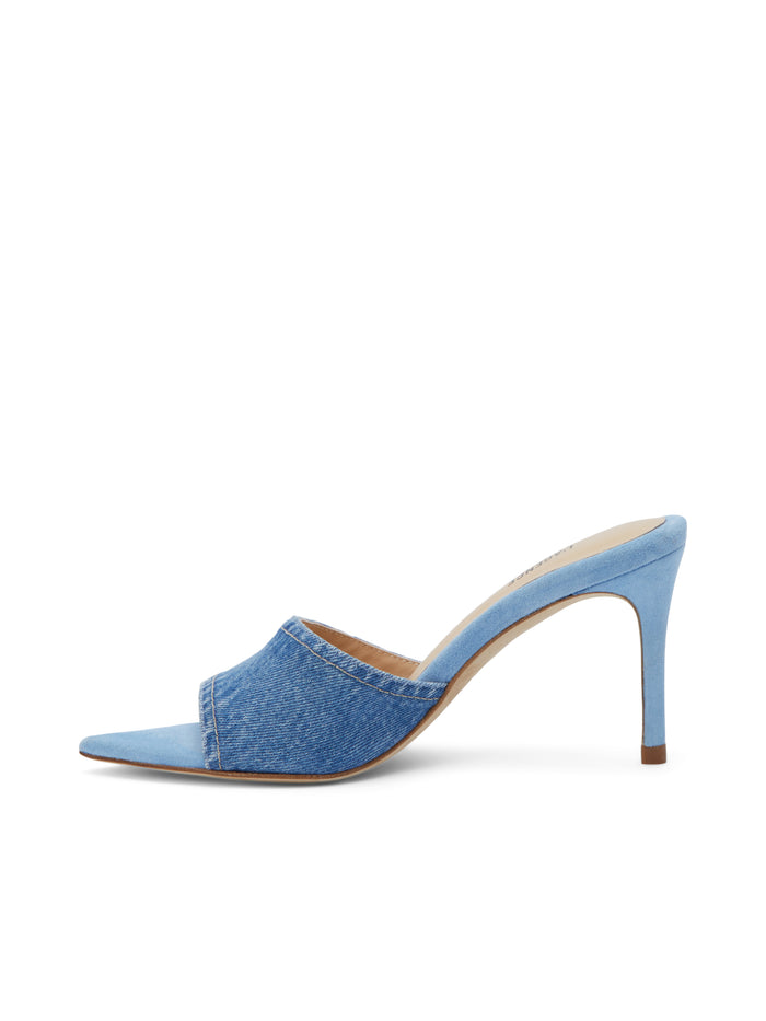 L'agence Mules Lolita En Denim à Bout Ouvert Light Blue Denim