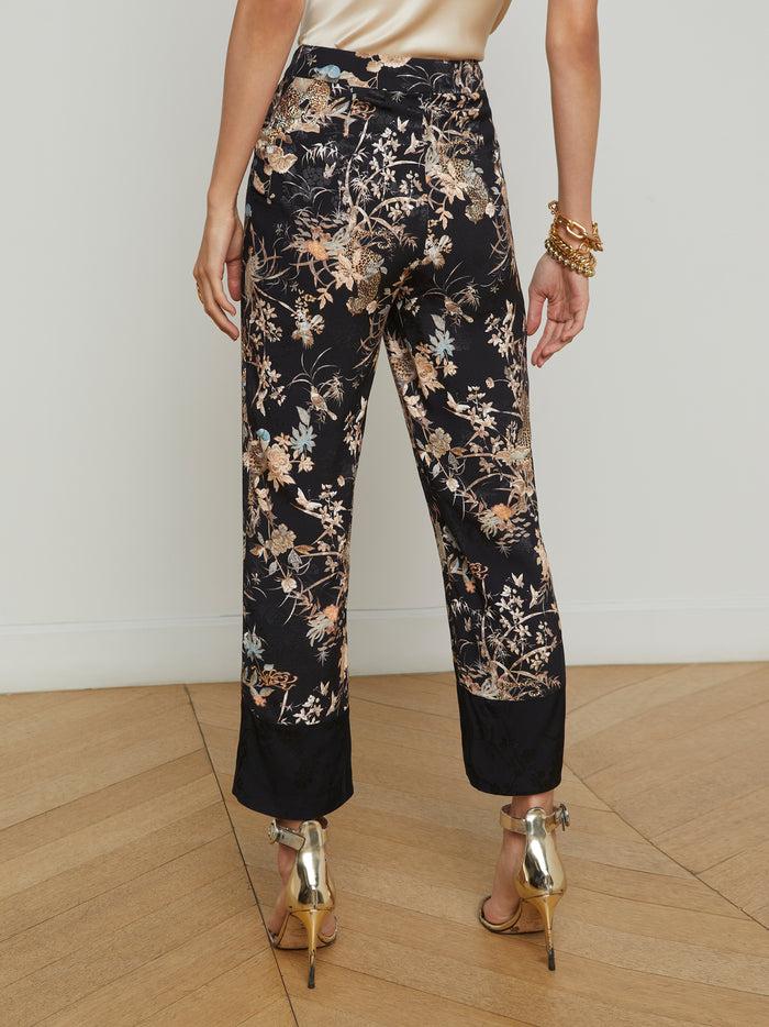 L'agence Pantalon 7/8 Carmina Black Multi Tapestry Jungle Print