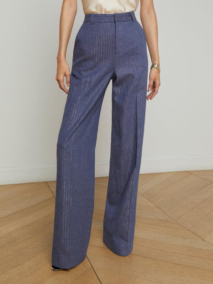l'agence Pantalon à fines rayures Livvy Wild Wind/Gold Pinstripe