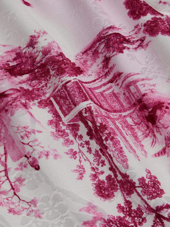 L'agence Pantalon Ample En Satin Ivy White/Pink Porcelain Toile