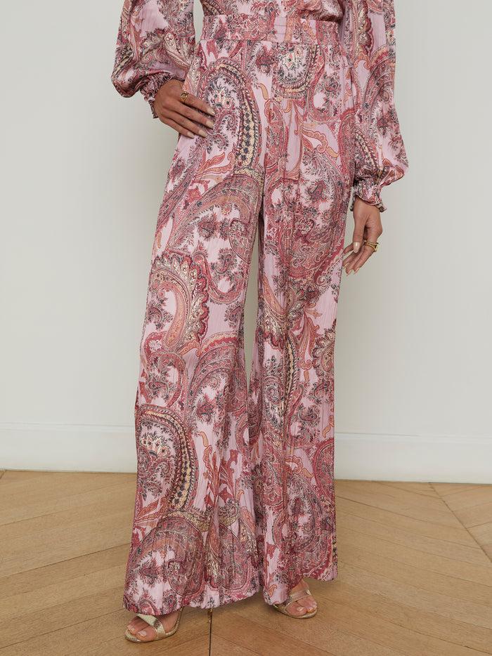 l'agence Pantalon ample en satin Lillian Mauve Multi French Paisley