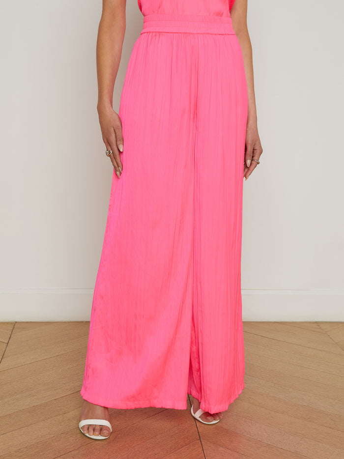 l'agence Pantalon ample en satin Lillian Shocking Pink